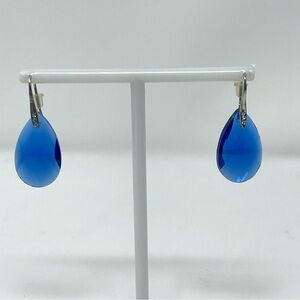 Silver Tone & Blue Dangle Earrings (fashion Jewelry)
